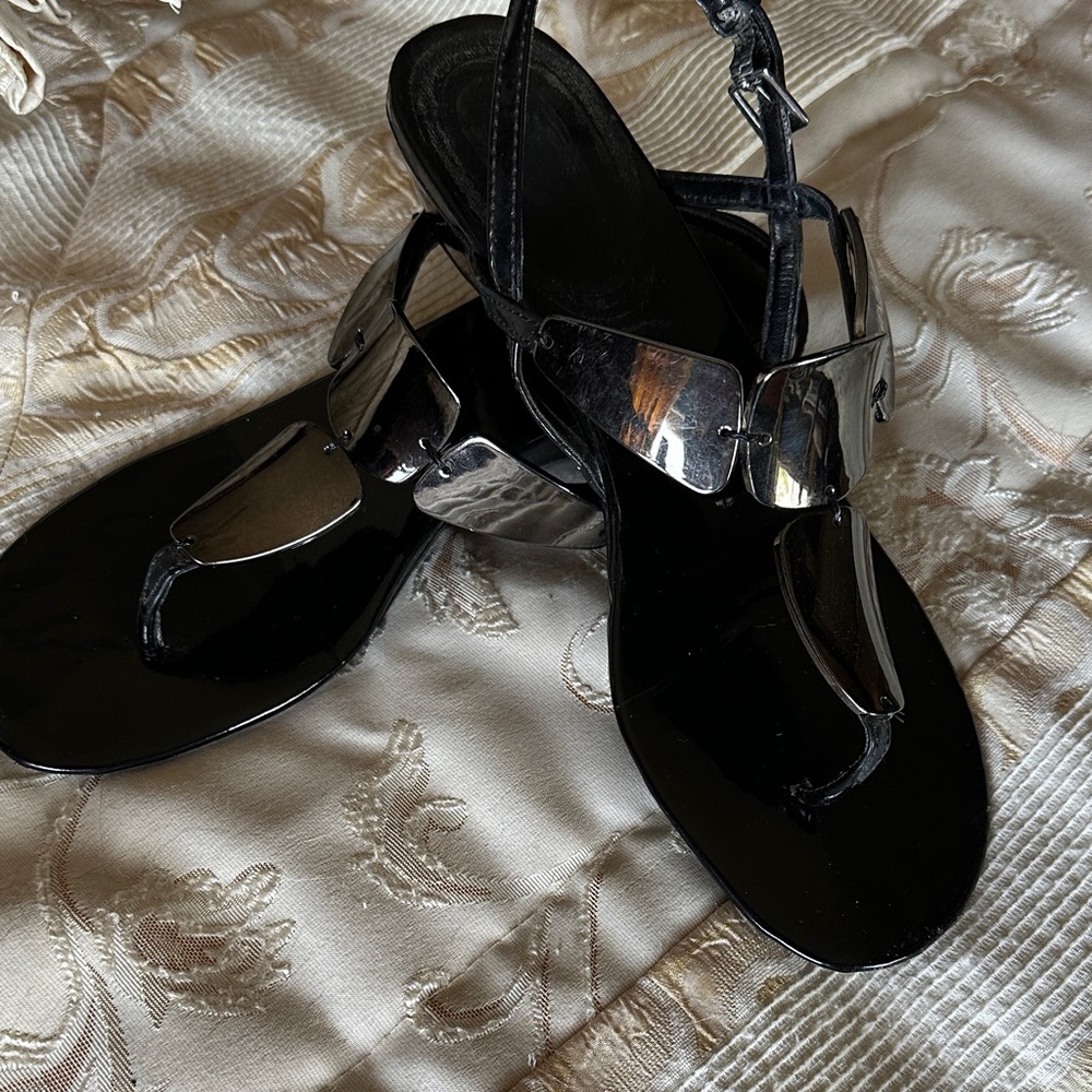 Elegant Black and Silver Women's Sandals